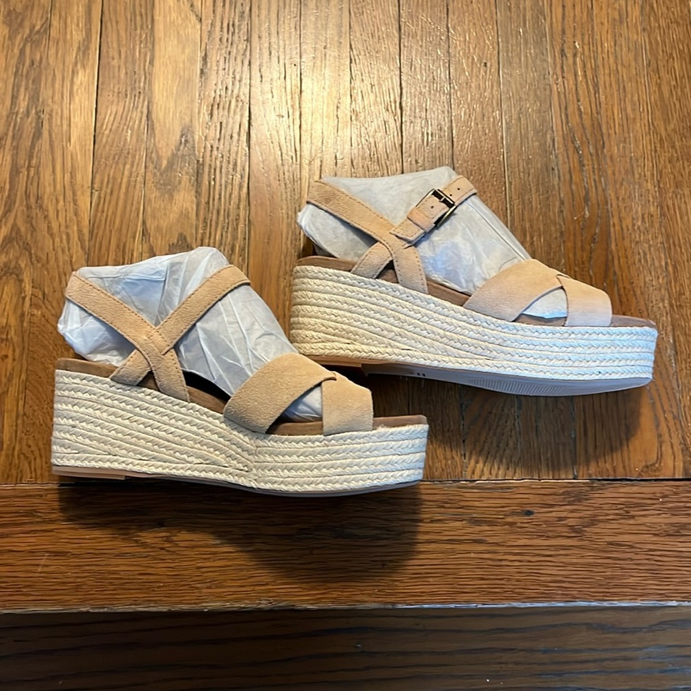 Tom's Willow Platform Sandal Honey Suede Beige size 7.5 - Picture 6 of 9